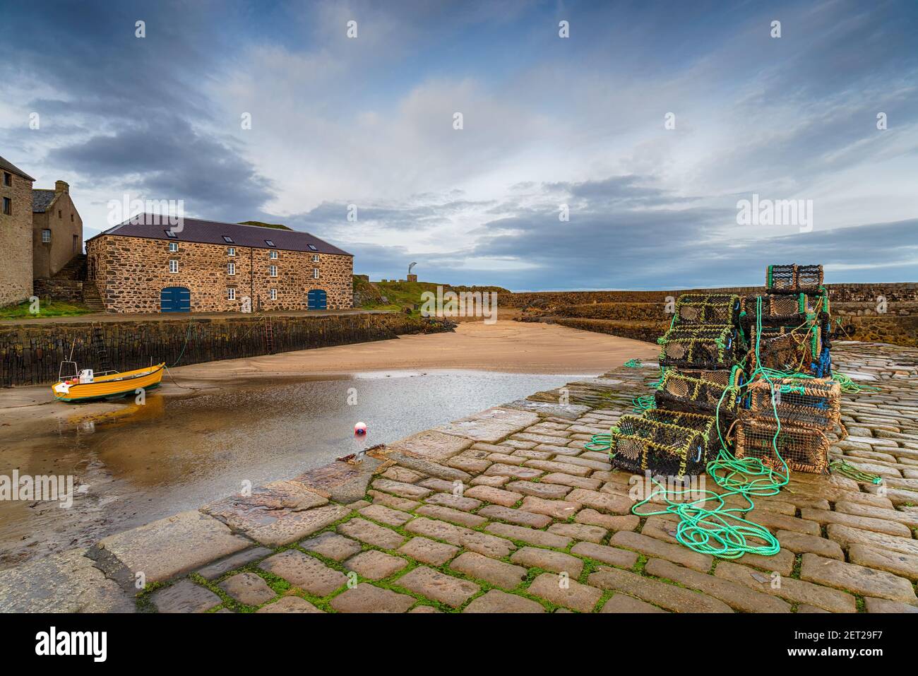 The quay at Portsoy a fishing harbour of Portsoy in Aberdeenshire in Scotland Stock Photo