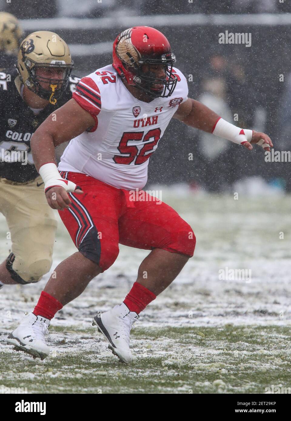 Utah defensive lineman John Penisini runs a drill at the NFL football  scouting combine in Indianapolis, Saturday, Feb. 29, 2020. (AP  Photo/Charlie Neibergall Stock Photo - Alamy