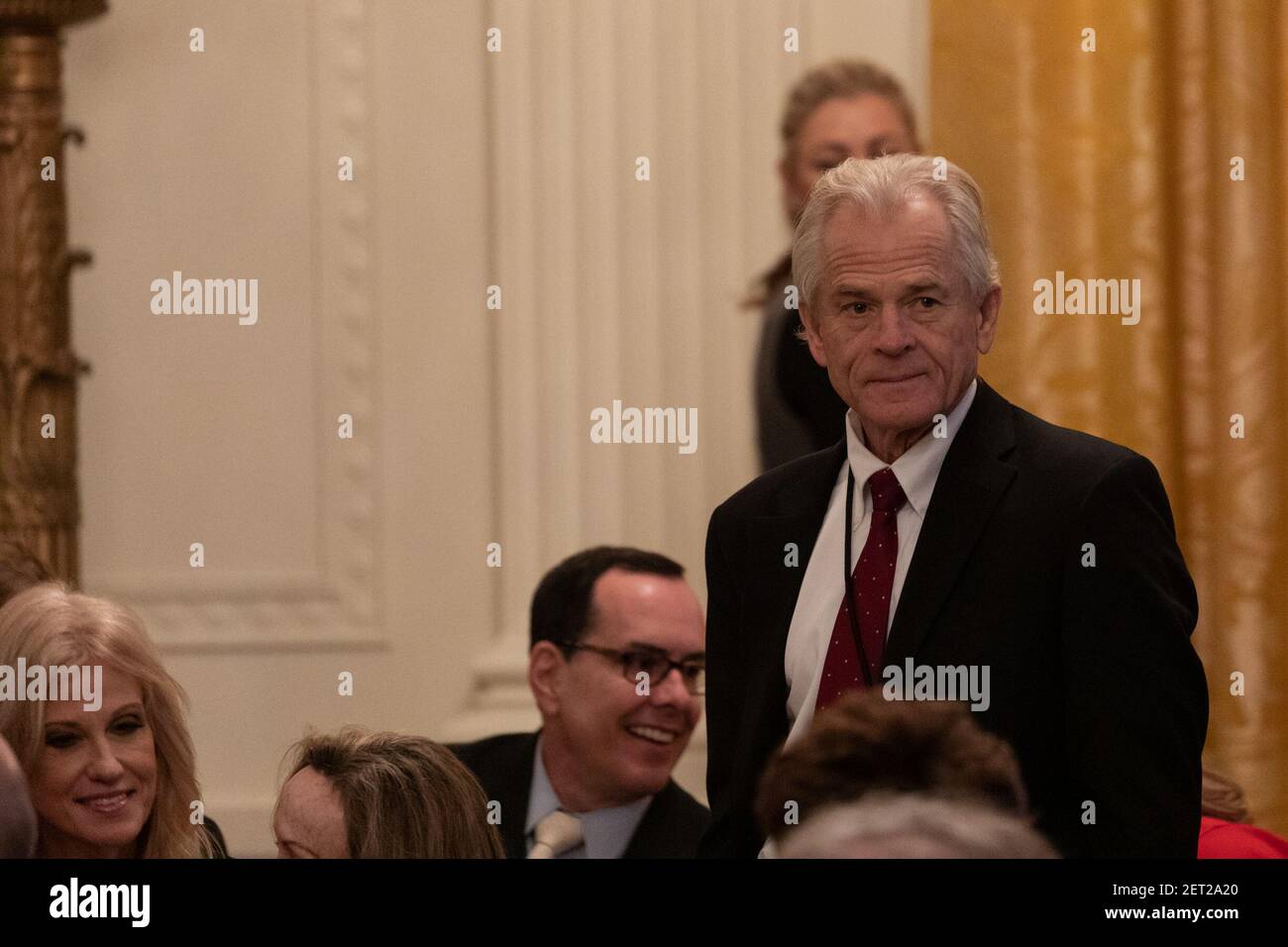 Peter Navarro, (R), director of the National Trade Council, attends the ...