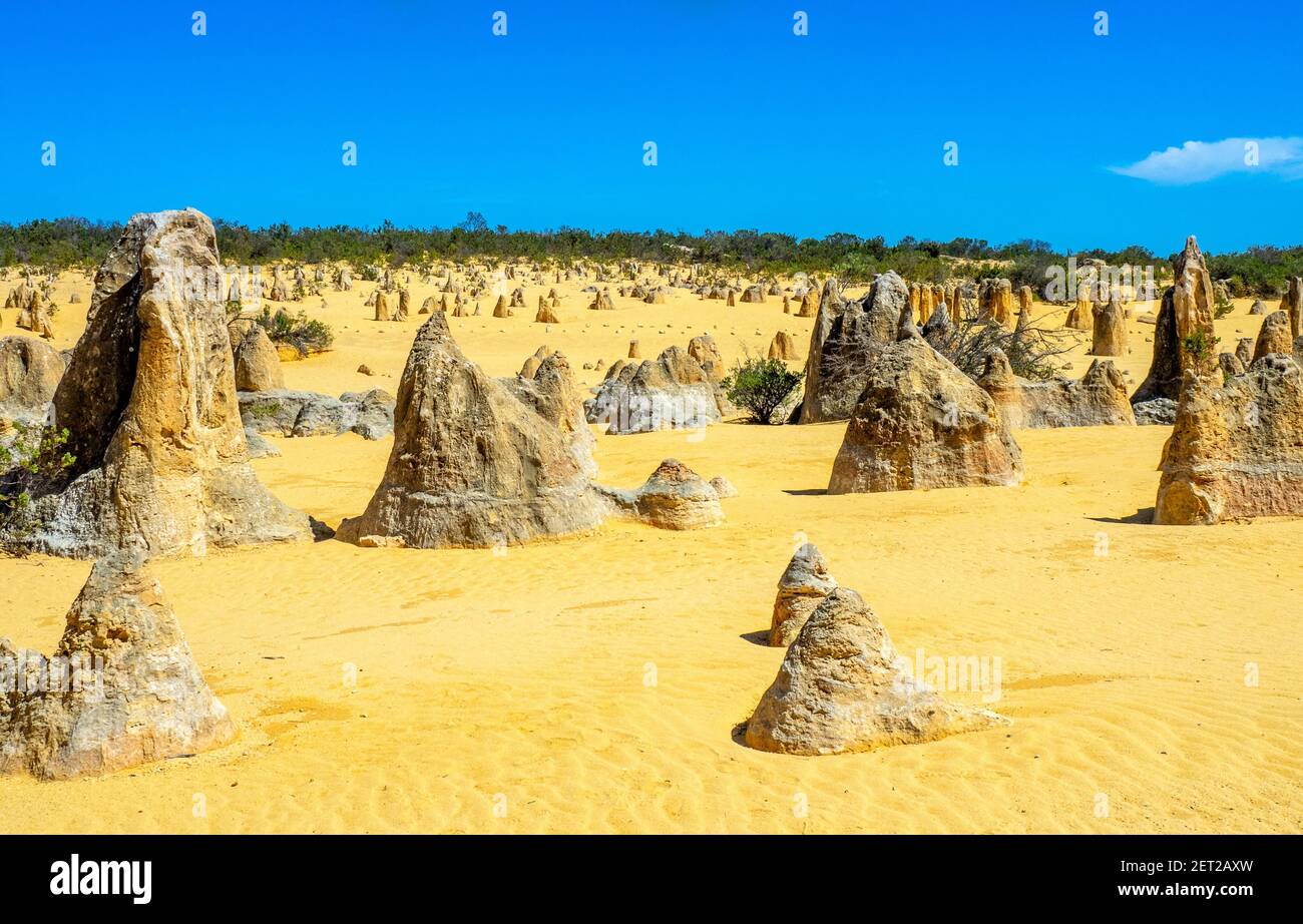 Pinnacle Rocks Perth Pinnacles Desert weathered limestone pillars popular tourist attraction ...