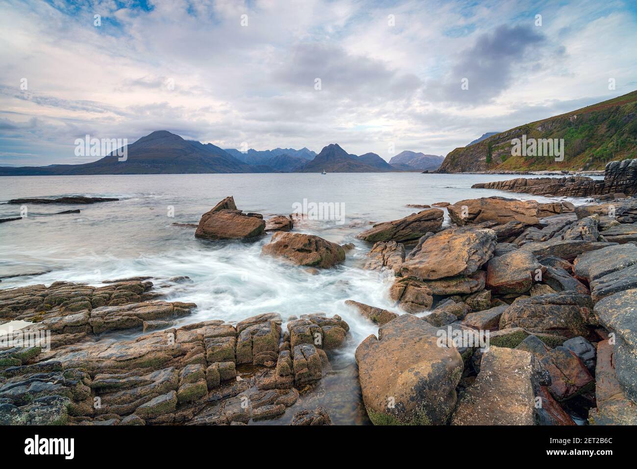 The rocky beach at Elgol on the Isle of Skye in Scotland Stock Photo