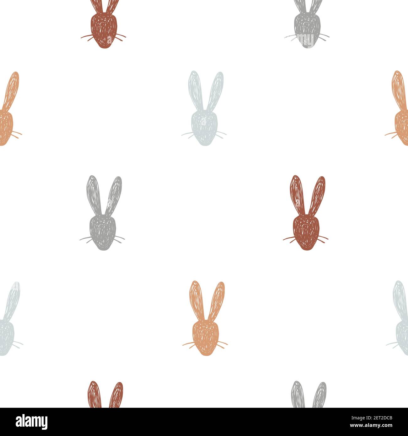 Cute hand drawn rabbit heads seamless pattern. Easter print for wallpaper or fabric. Vector illustration Stock Vector