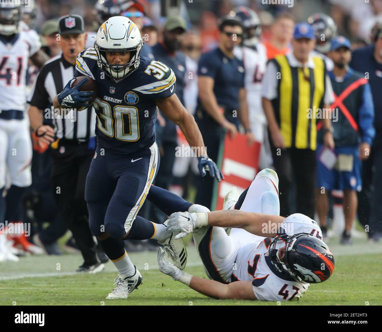 Denver Broncos linebacker Josey Jewell (47) plays against the Tennessee  Titans during the second half of an NFL football game, Sunday, Nov. 13,  2022, in Nashville, Tenn. (AP Photo/Mark Zaleski Stock Photo - Alamy