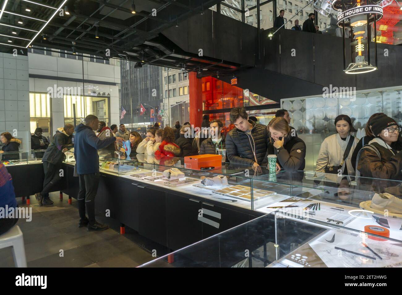 Customization options are discussed at the counter in the newly opened Nike  flagship store on Fifth avenue in New York on Saturday, November 17, 2018.  The 69,000 square foot store, dubbed the "