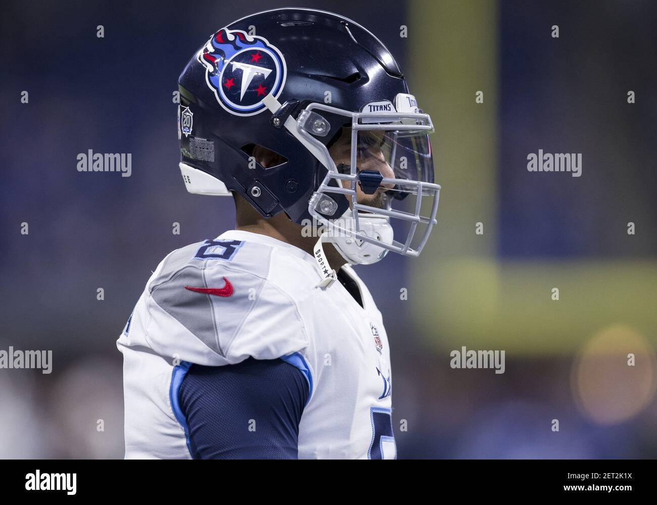 November 05, 2018:.Tennessee Titans quarterback Marcus Mariota (8)  scrambles for a first down during an NFL football game between the  Tennessee Titans and Dallas Cowboys at AT&T Stadium in Arlington, Texas.  Manny