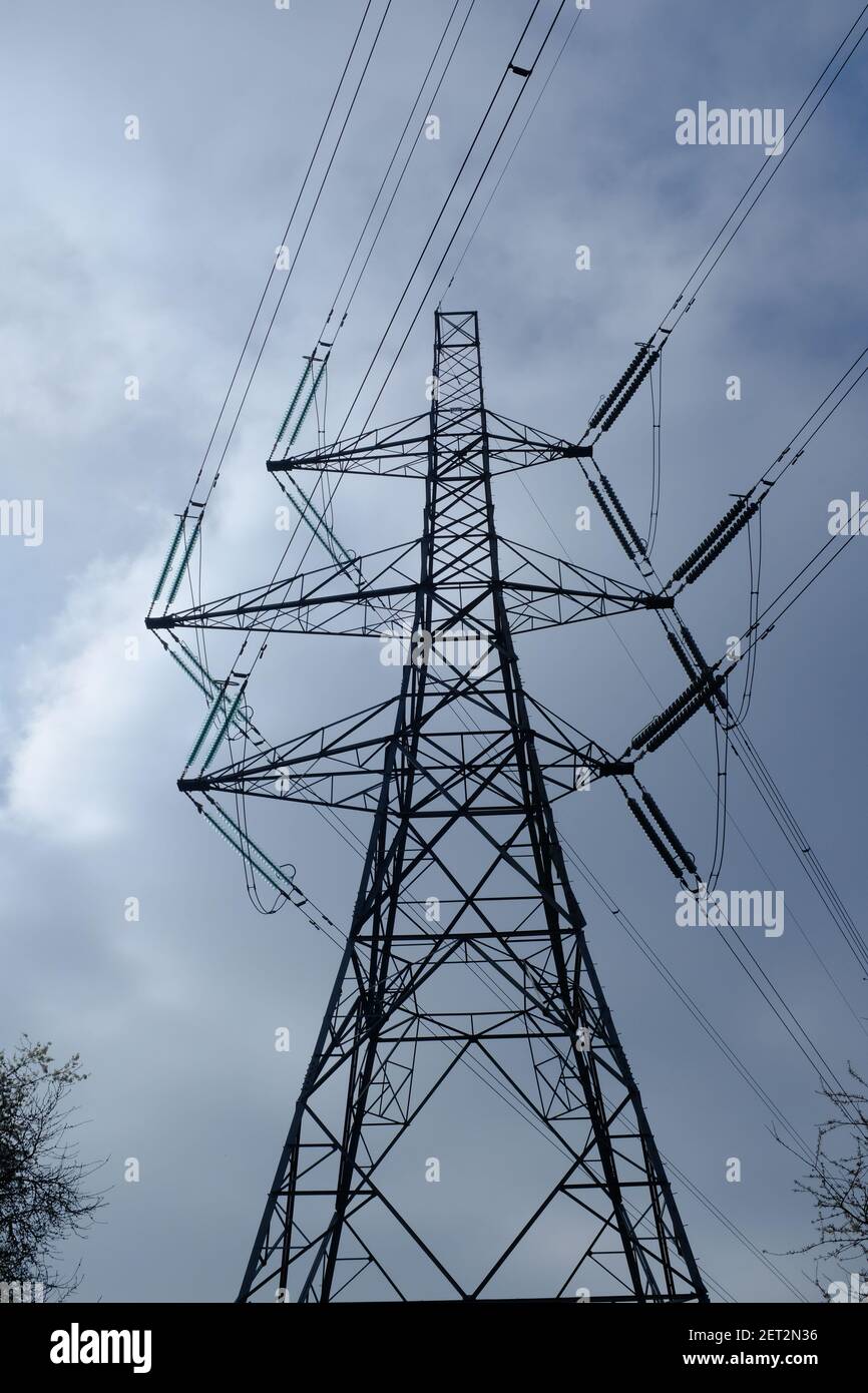 BECKTON, LONDON - 1ST MARCH 2021: National Grid electricity pylon in ...