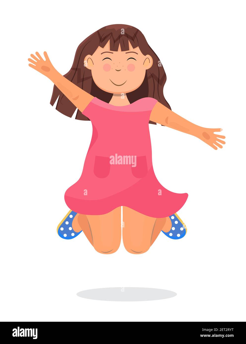 Happy Girl Cartoon Jumping