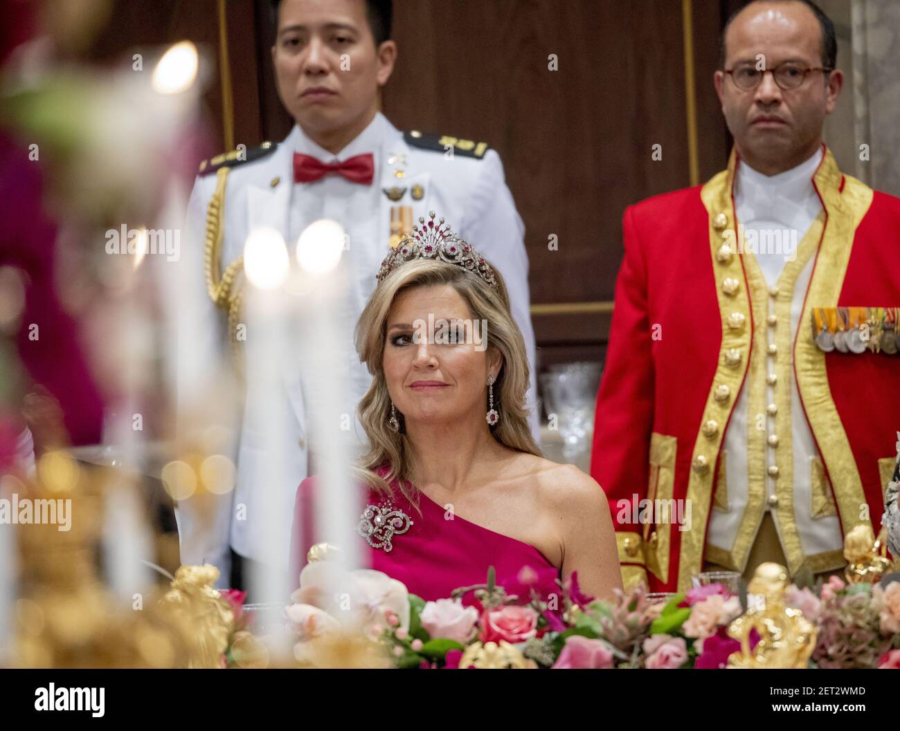 Queen Maxima in the Royal Palace prior to the state banquet. (Photo by ...