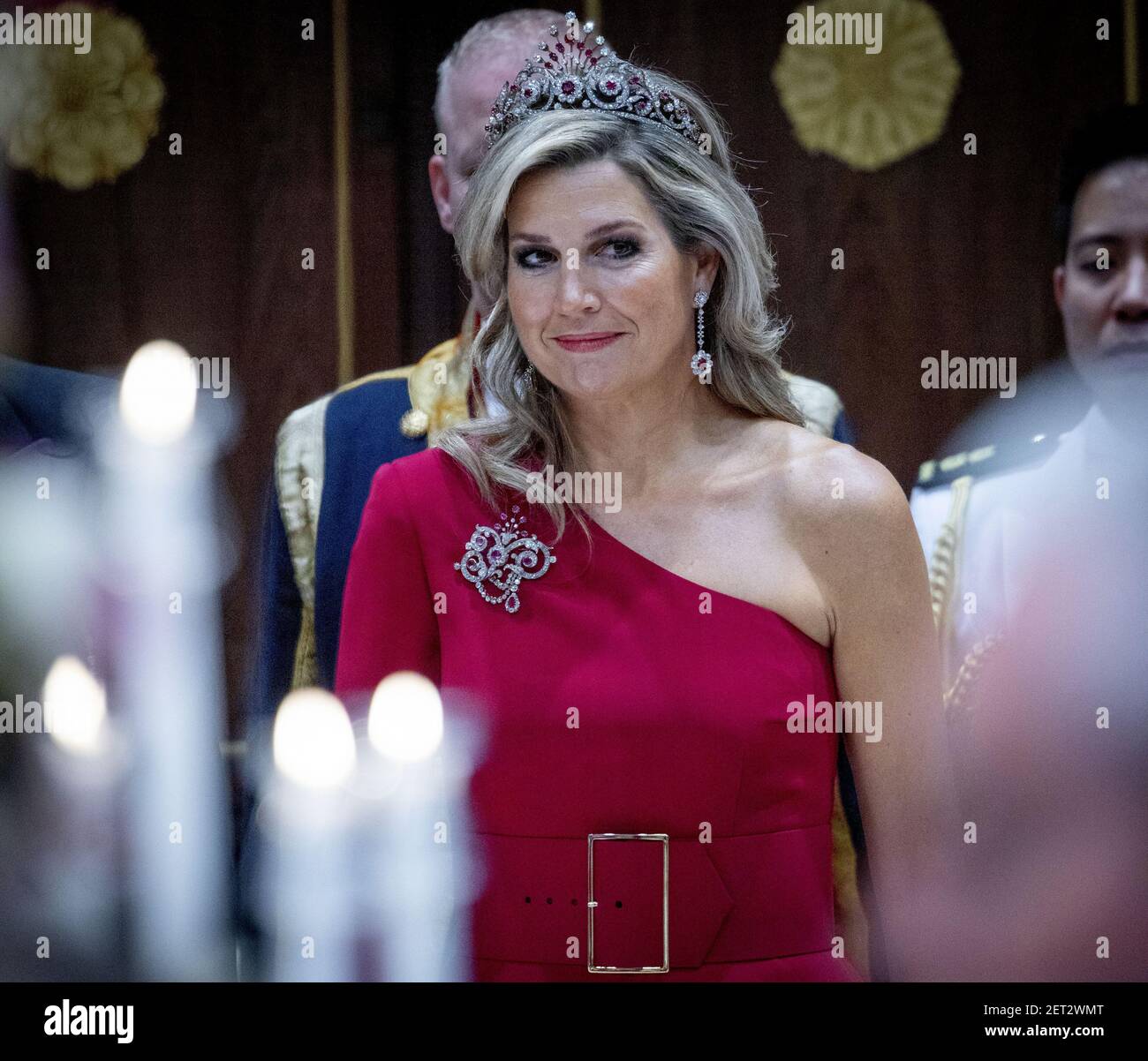 Queen Maxima in the Royal Palace prior to the state banquet. (Photo by ...