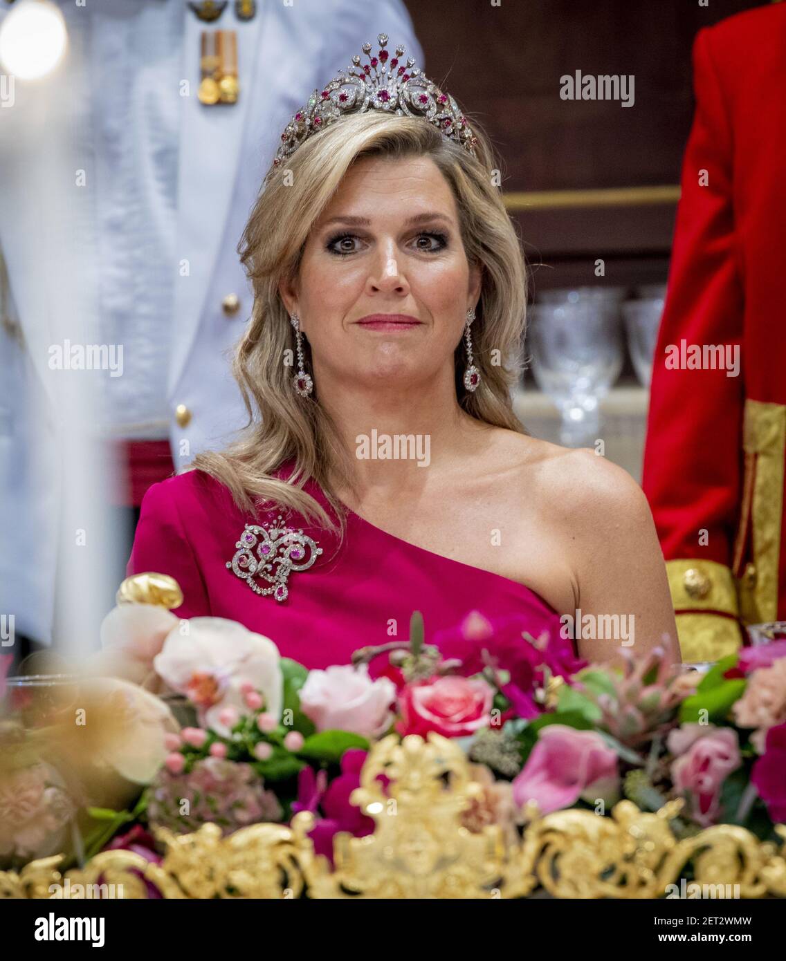 Queen Maxima in the Royal Palace prior to the state banquet. (Photo by ...