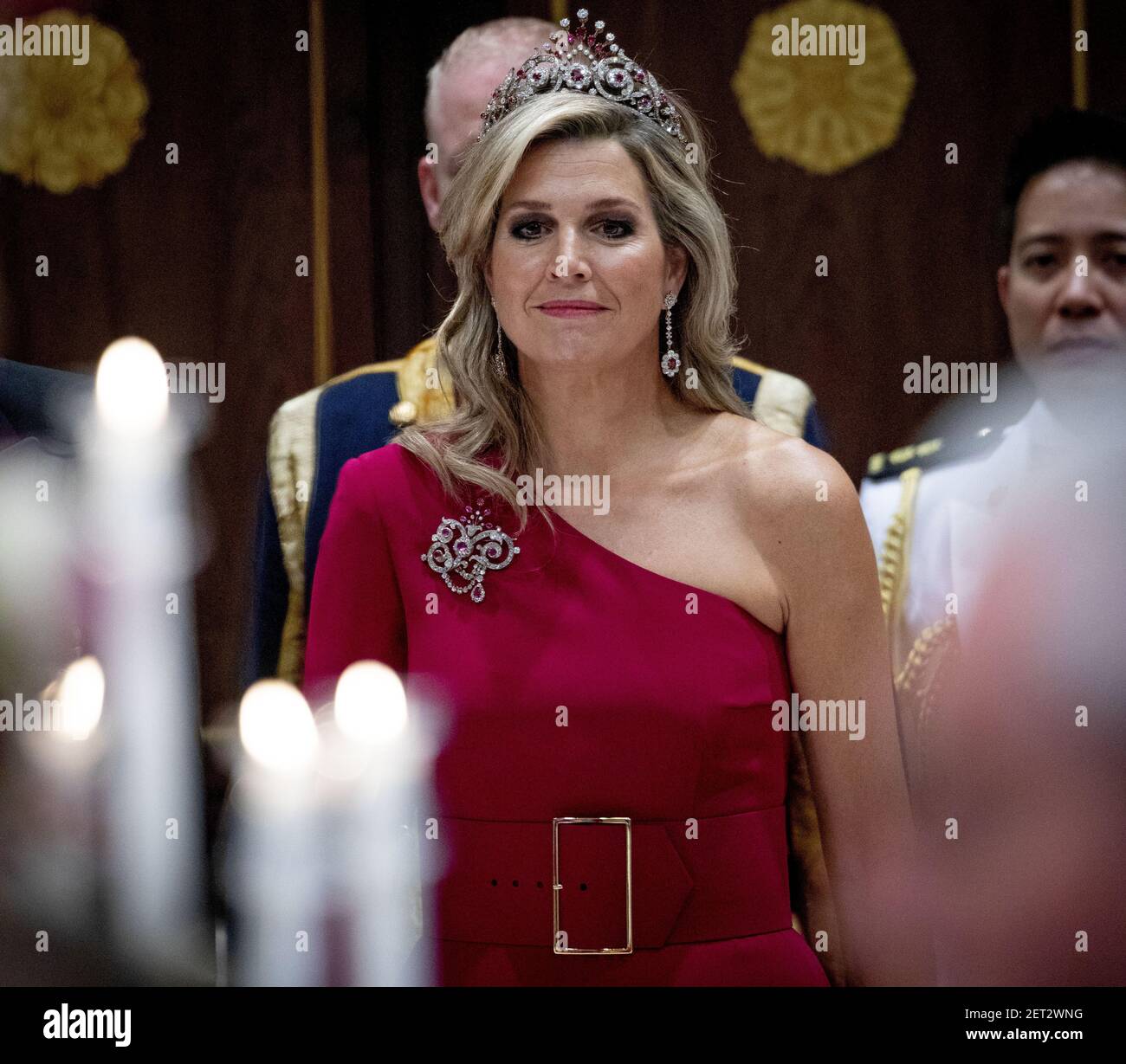 Queen Maxima in the Royal Palace prior to the state banquet. (Photo by ...