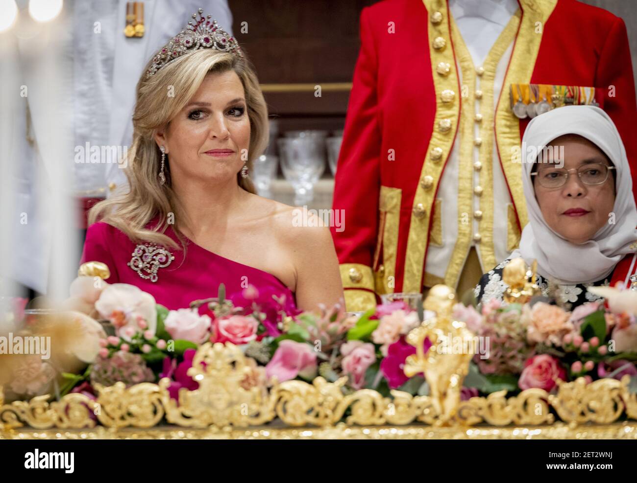 Queen Maxima in the Royal Palace prior to the state banquet. (Photo by ...
