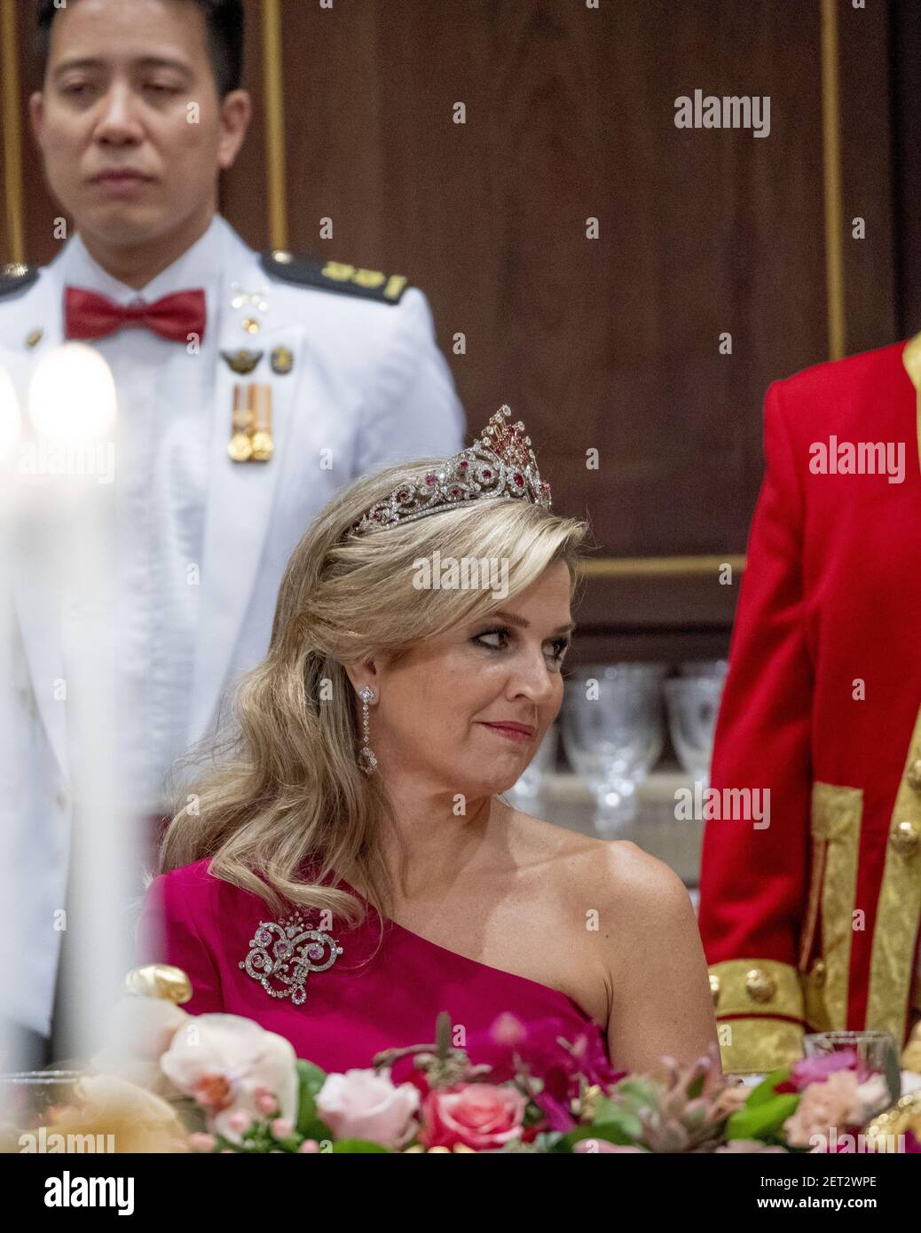 Queen Maxima in the Royal Palace prior to the state banquet. (Photo by ...