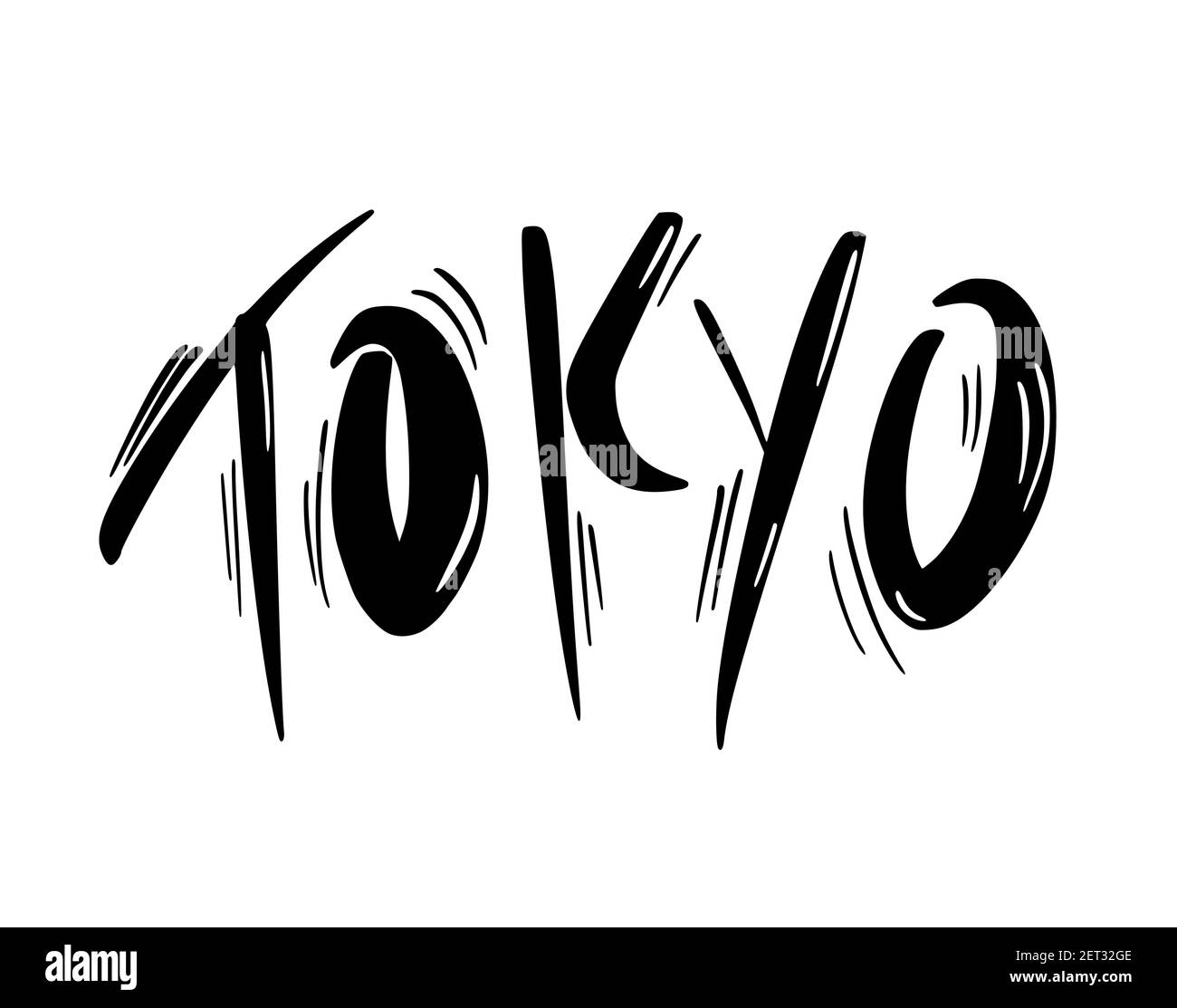Tokyo Japan 2020 lettering emblem. Vector hand drawn text Stock Vector