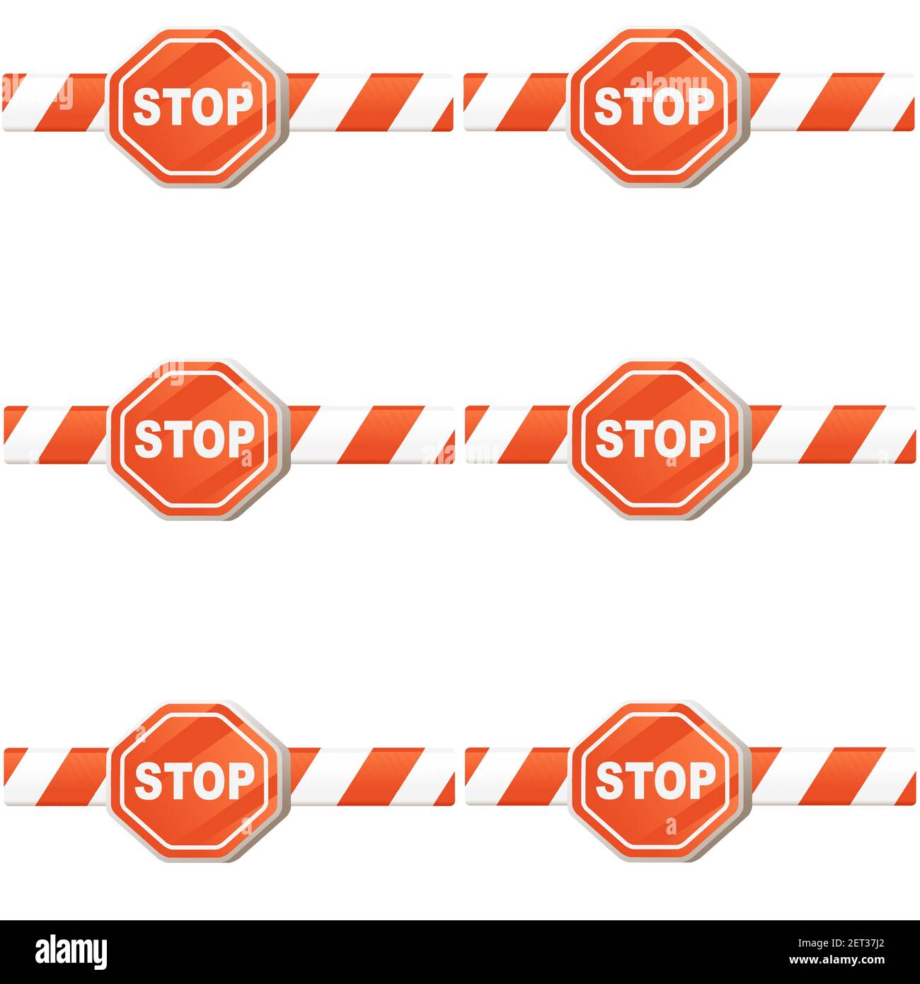Seamless pattern of STOP sign with red ribbon vector illustration on ...