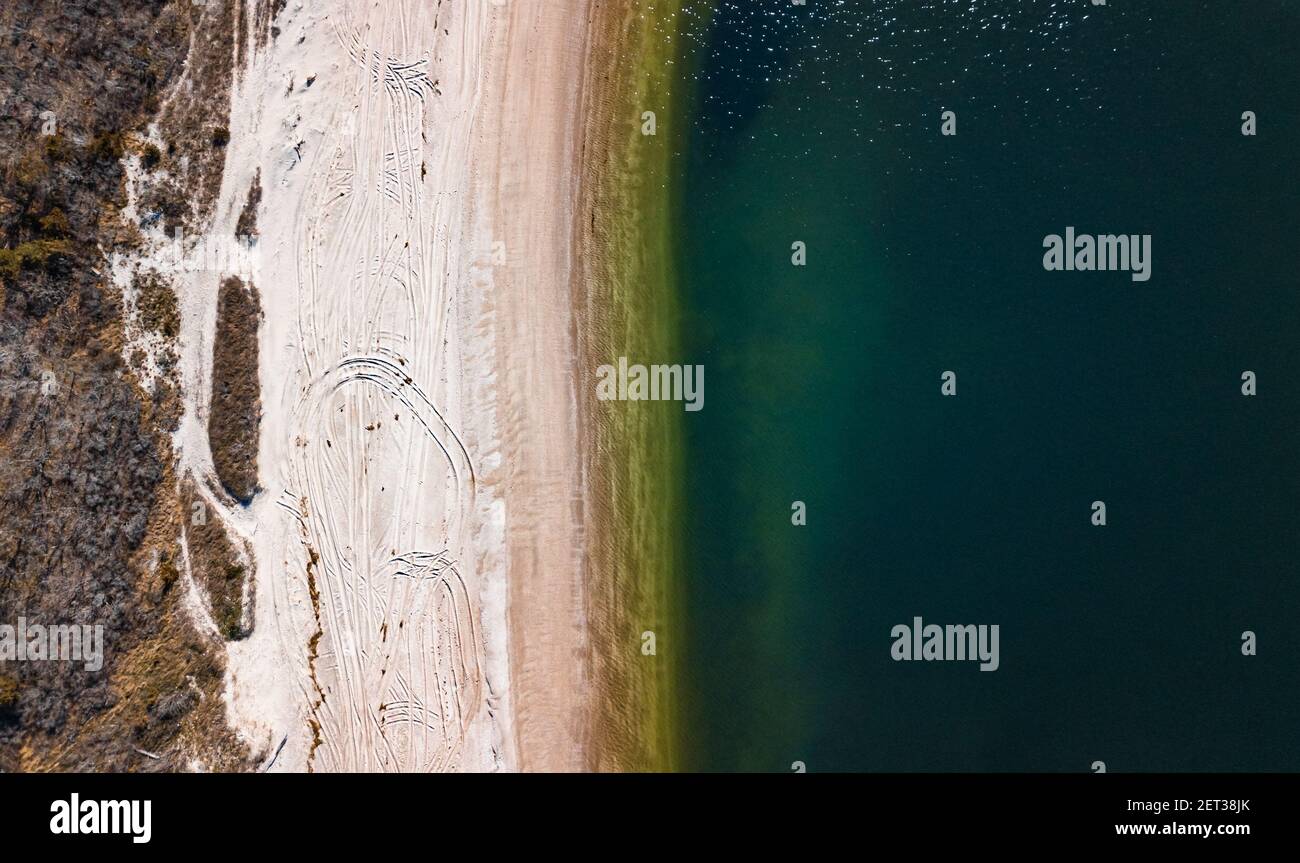 Drone view of the Reeves Beach in Riverhead Long Island New York Stock