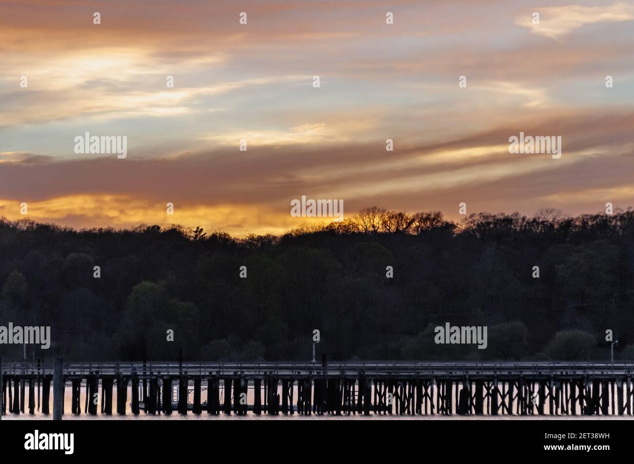 Scenic view of the sunset as seen from the Oyster Bay Long Island New York Stock Photo