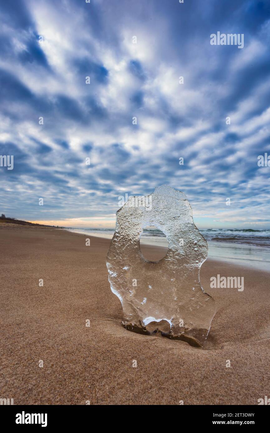 Baltic sea landscape with ice crystal in the sand Stock Photo - Alamy