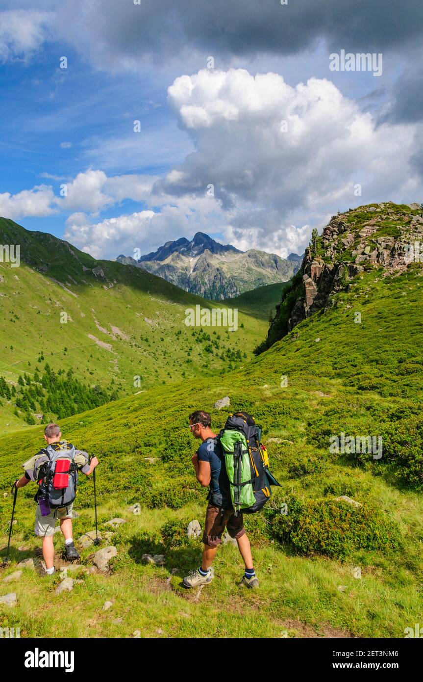 High alpine tour in Lagorai Mountains near Trento in Italy Stock Photo