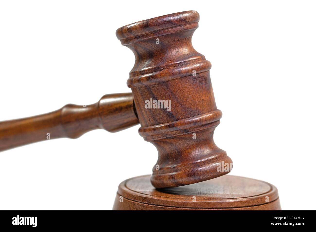 Judge's gavel against white background, close-up Stock Photo