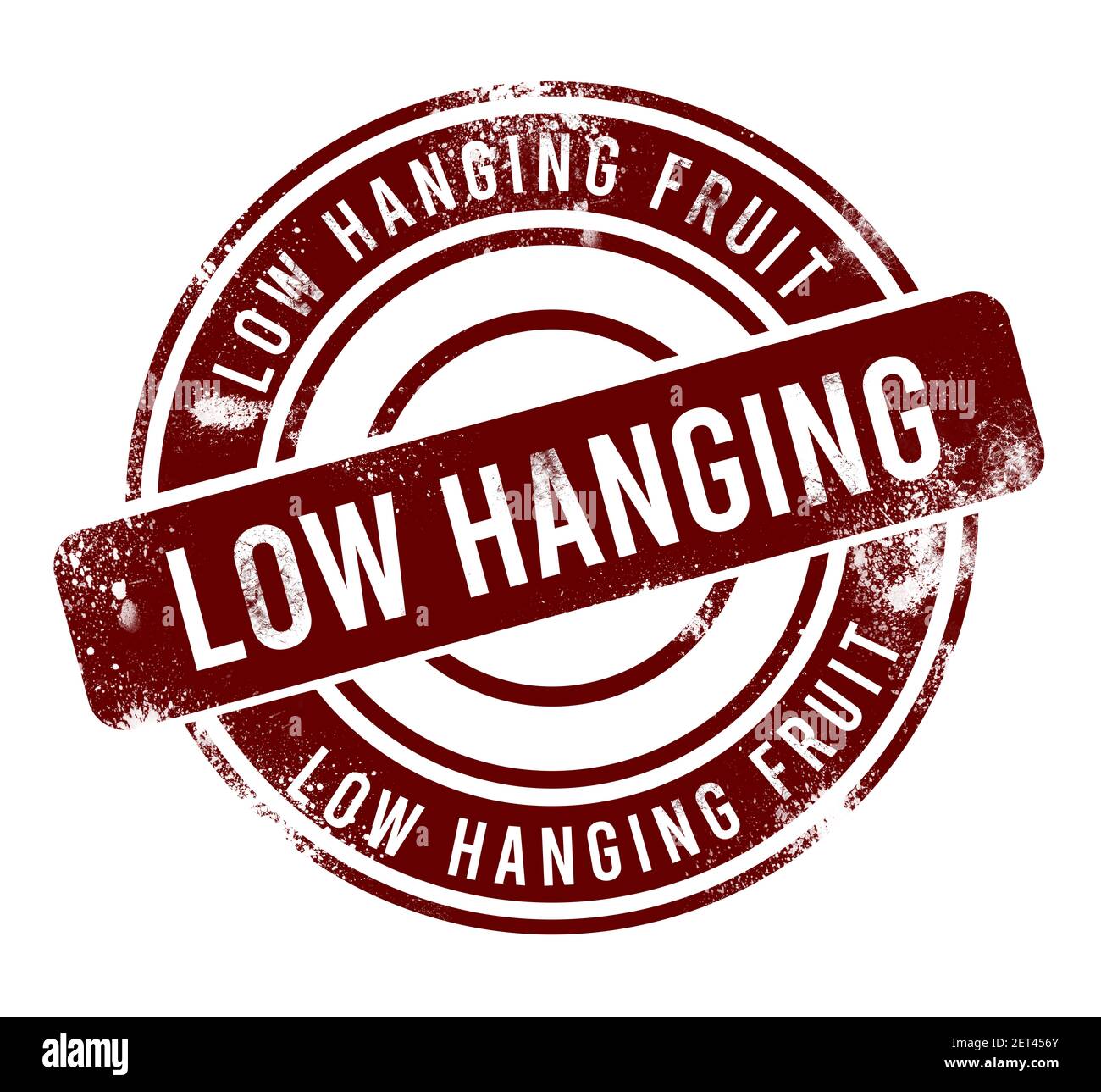 Low Hanging Fruit - red round grunge button, stamp Stock Photo