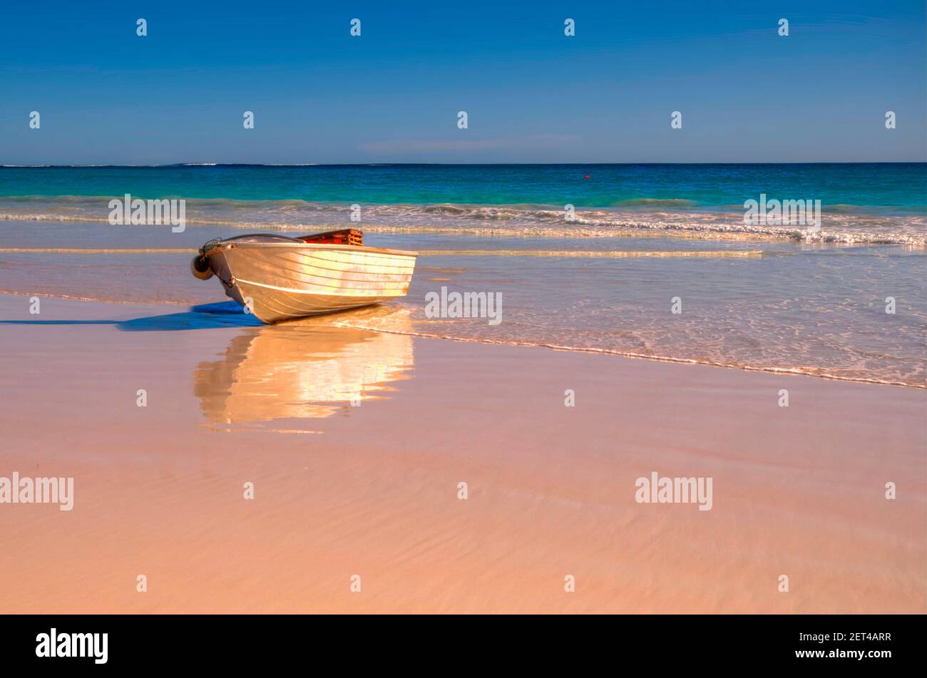 Small Crayfish boat on beach, Wedge Island, Western Australia, Australia Stock Photo