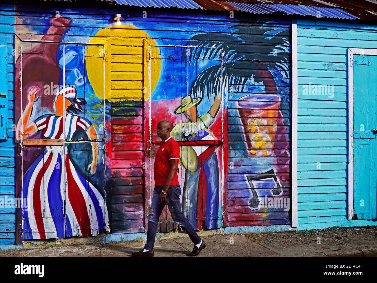 painted house walls on street in Santo Domingo Dominican Republic Stock Photo