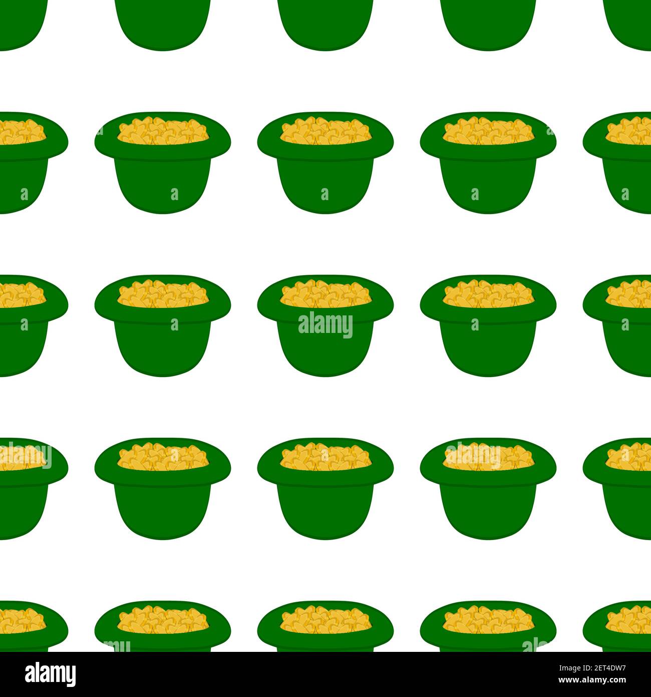 Illustration on theme Irish holiday St Patrick day, seamless headdress hats. Pattern St Patrick day consisting of many identical hats on white backgro Stock Vector