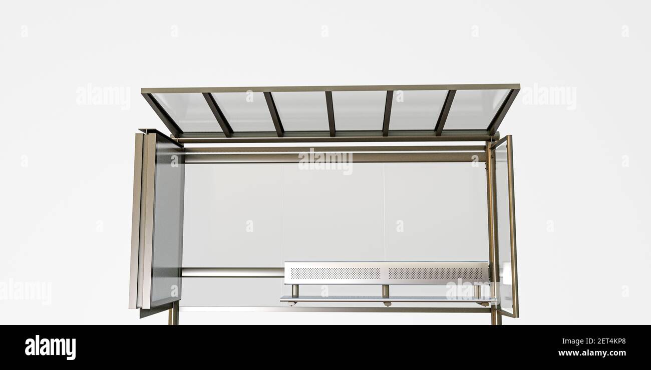 bus stop isolated on white background 3d illustration Stock Photo - Alamy