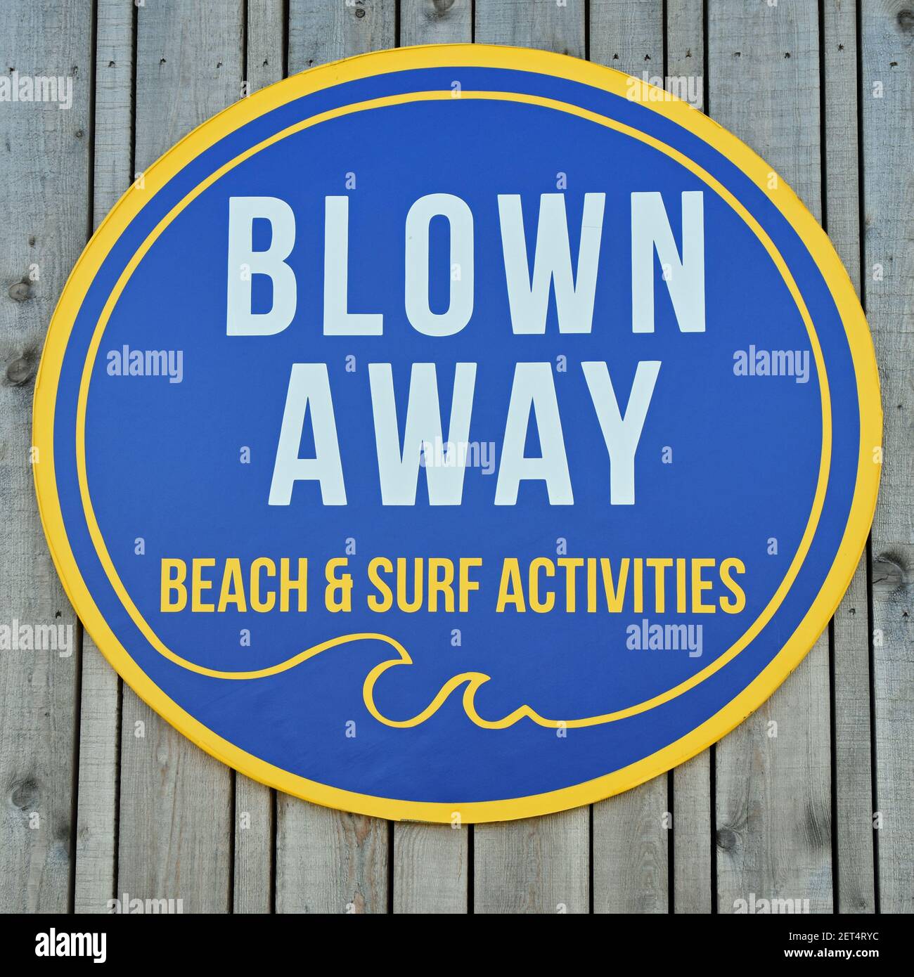 Blown Away beach and surf activities sign, West Sands Beach, St Andrews