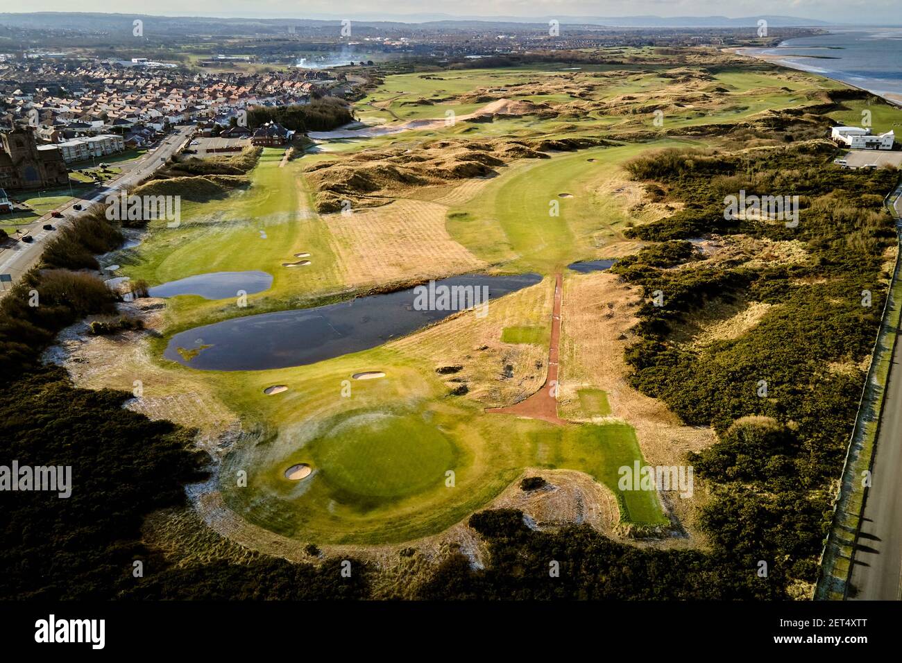 Aerial views of Wallasey Golf Club, Wallasey, Wirral UK Stock Photo
