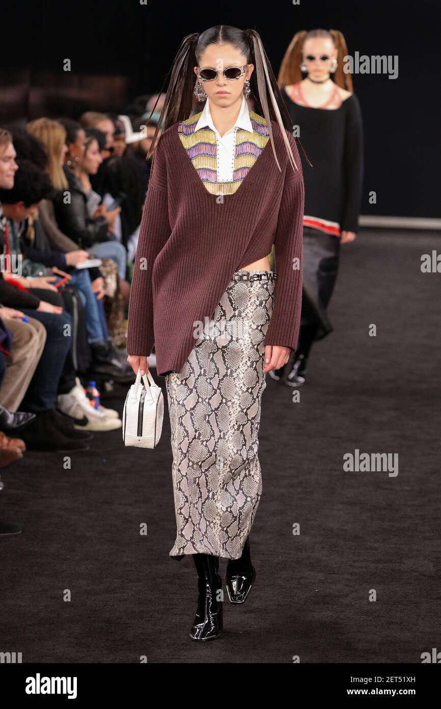 Model Maria Miguel walks on the runway during the Alexander Wang Pre-Fall  2019 show held in Brooklyn, NY on December 1, 2018. (Photo by Jonas  Gustavsson/Sipa USA Stock Photo - Alamy