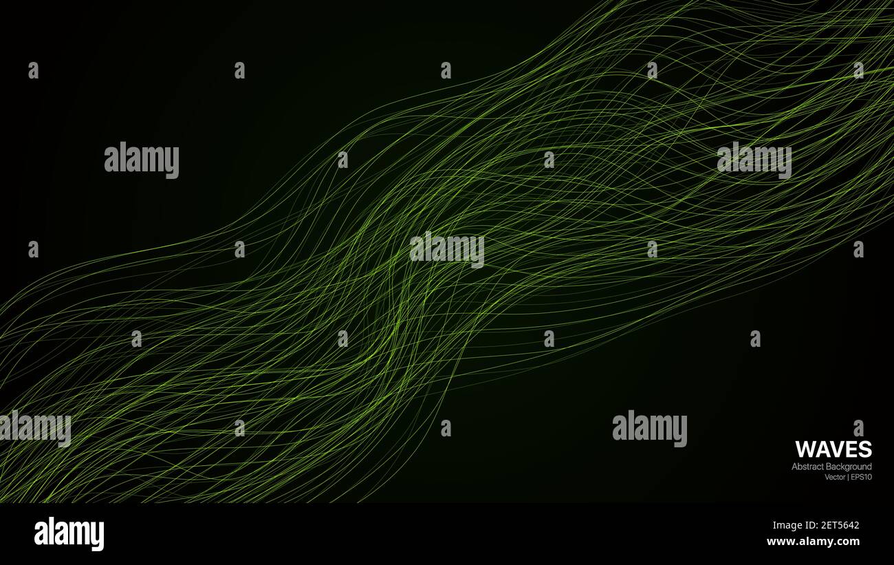 Abstract wavy Background with green gradient lines. Vector illustration ...