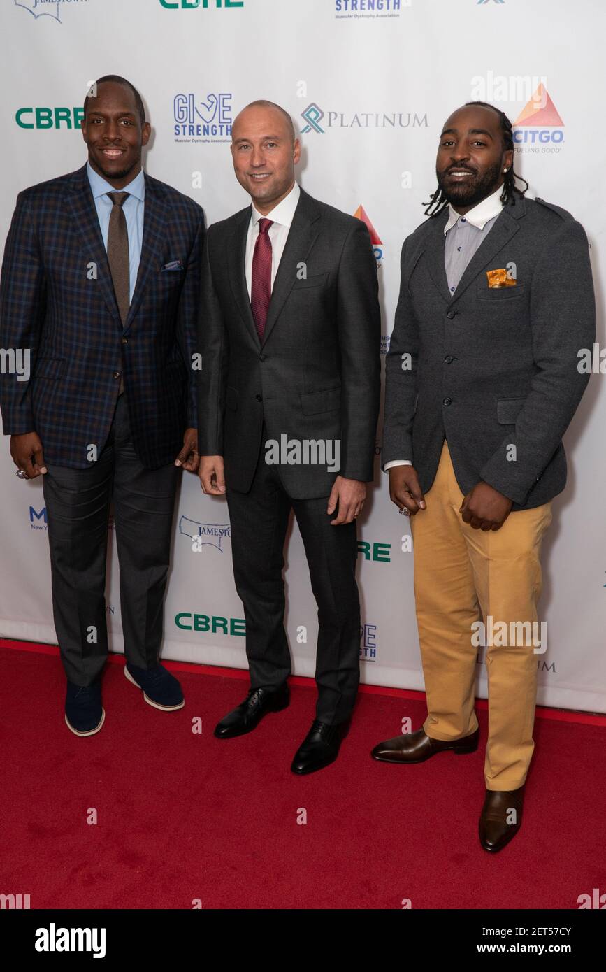 Kevin Boothe, Derek Jeter and Hakeen Nicks attend the Muscular ...