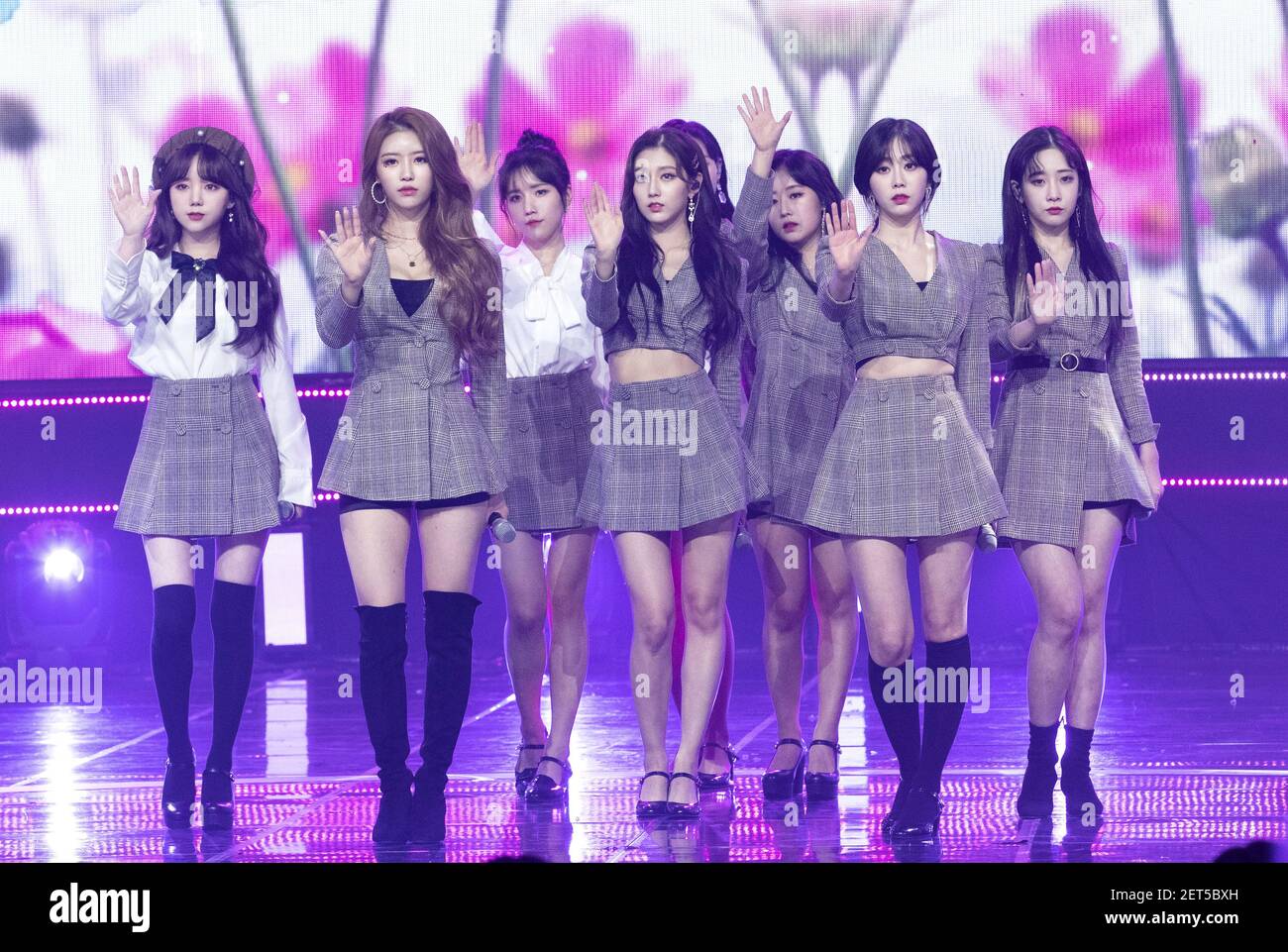 South Korean K-Pop girl group Lovelyz, performs on the stage 