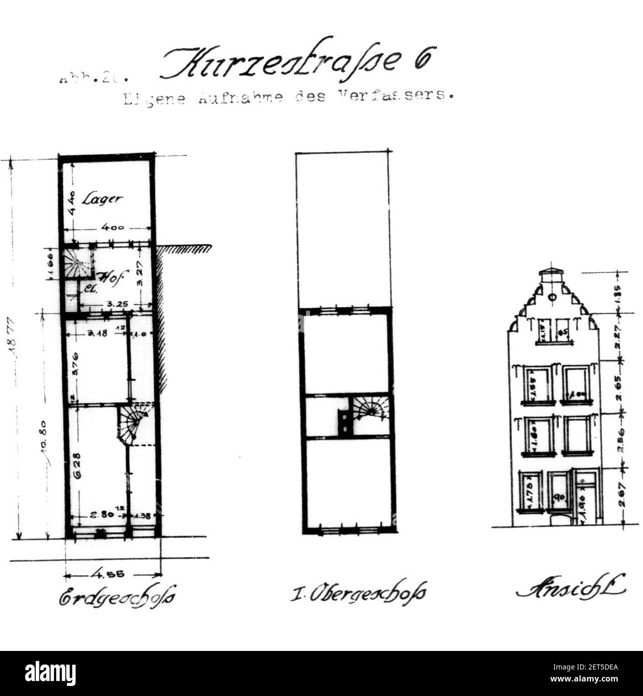 Paul Sültenfuß, Das Düsseldorfer Wohnhaus bis zur Mitte des 19. Jahrhunderts, (Diss. TH Aachen), 1922, Abb. 26 Kurzestraße 6. Stock Photo