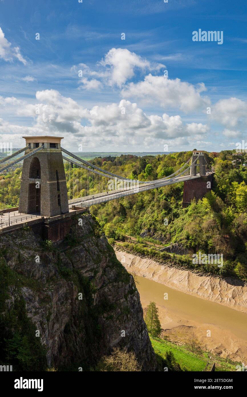 The Clifton Suspension bridge spanning the Avon gorge, Bristol, England Stock Photo