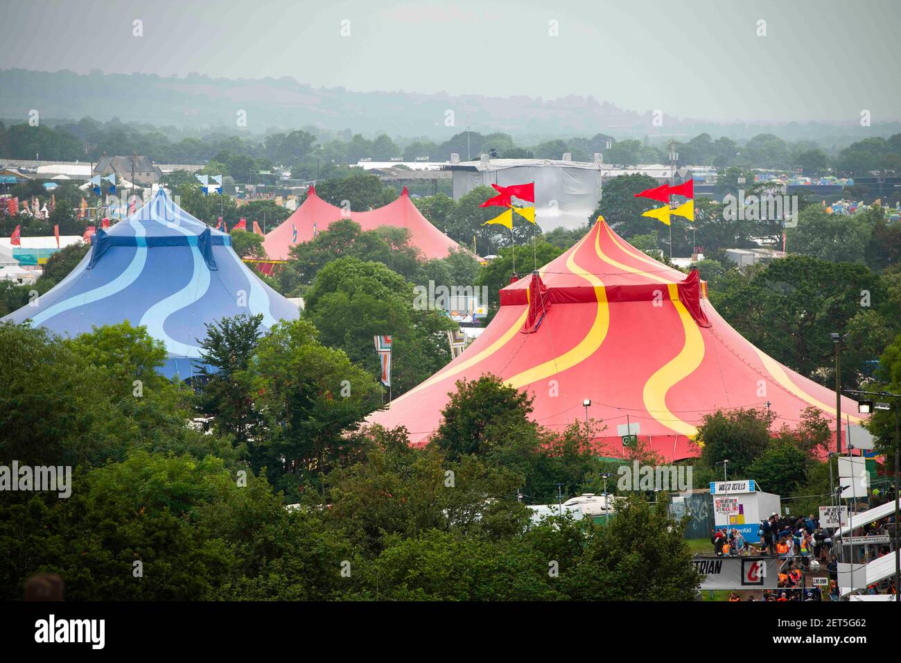 General view of Glastonbury 2019 festival site at Worthy Farm, Pilton, Somerset. Picture date: Wednesday 26th June 2019.  Photo credit should read:  David Jensen/ Stock Photo