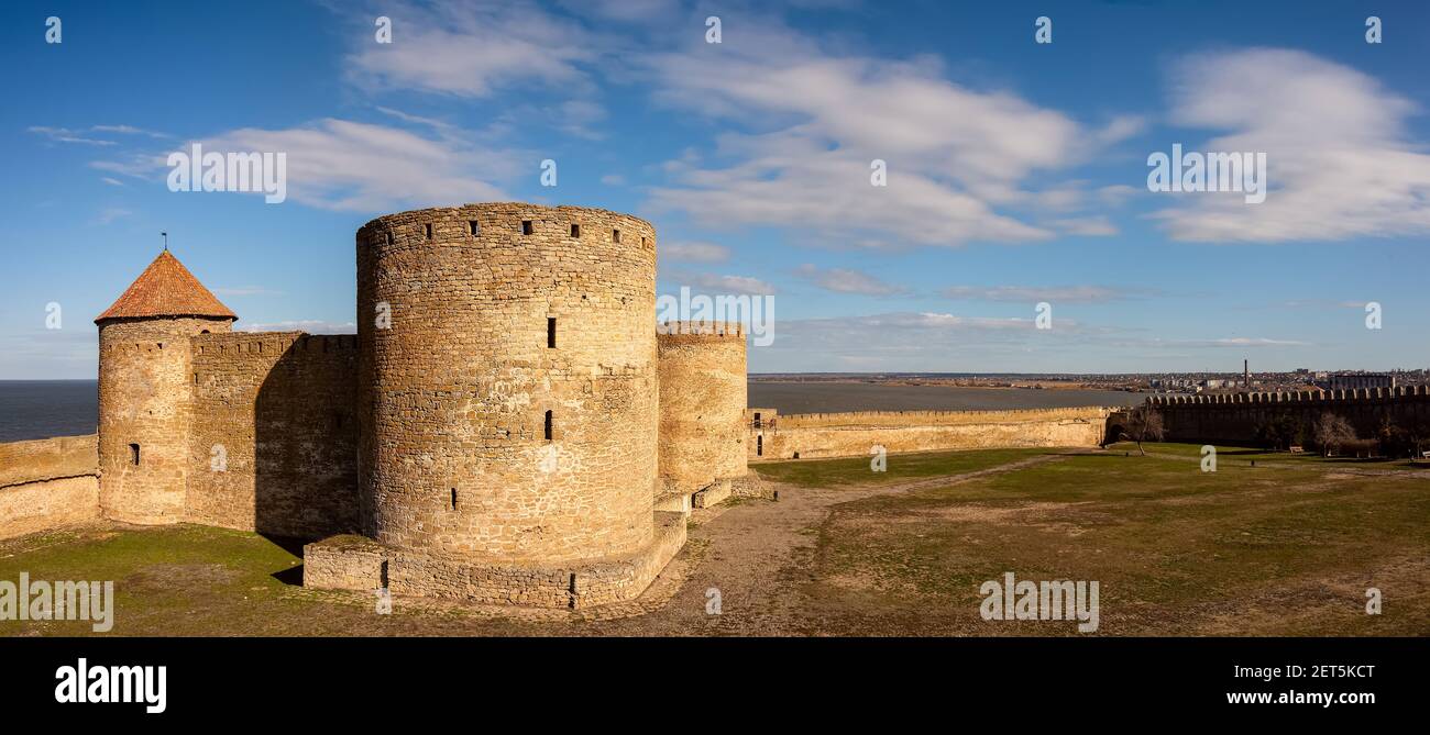 Medieval fortress in Akkerman city.  Akkerman fortress is a historical and architectural monument build in time of Golden Horde in 13 century. Histori Stock Photo