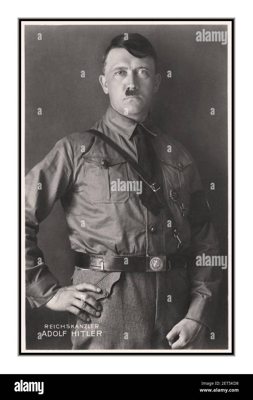 Vintage 1930's Nazi Propaganda image of Reichskanzler Adolf Hitler Portrait by Hoffmann Studios ( Hitlers favoured photographer based in Munich) Stock Photo