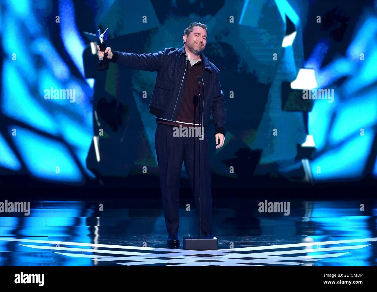 LOS ANGELES - DECEMBER 6: Presenters Christoph Waltz and Rosa Salazar  appear onstage at the 2018 Game Awards at the Microsoft Theater on December  6, 2018 in Los Angeles, California. (Photo by