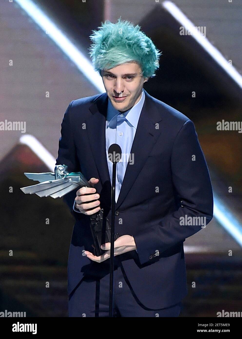 LOS ANGELES - DECEMBER 6: Presenters Sunny Sulijic and Christopher Judge  appear onstage at the 2018 Game Awards at the Microsoft Theater on December  6, 2018 in Los Angeles, California. (Photo by