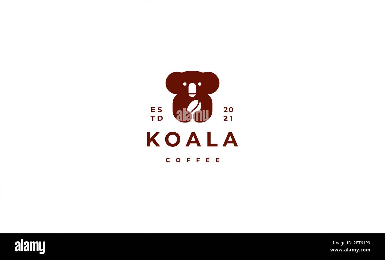 koala coffee bean logo vector icon illustration Stock Photo - Alamy