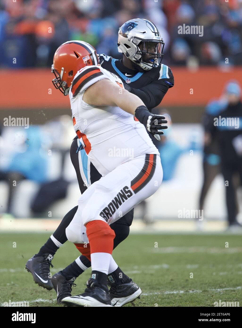 Cleveland Browns offensive tackle Greg Senat (70) sets up to block against  Jacksonville Jaguars defensive end Lerentee McCray (55) during the first  half of an NFL preseason football game, Saturday, Aug. 14