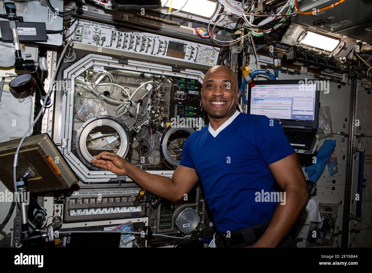 NASA Astronaut & Expedition 64 Flight Engineer Victor Glover, ISS's U.S. Destiny lab module. 2-16-2021 by NASA/DPA Stock Photo