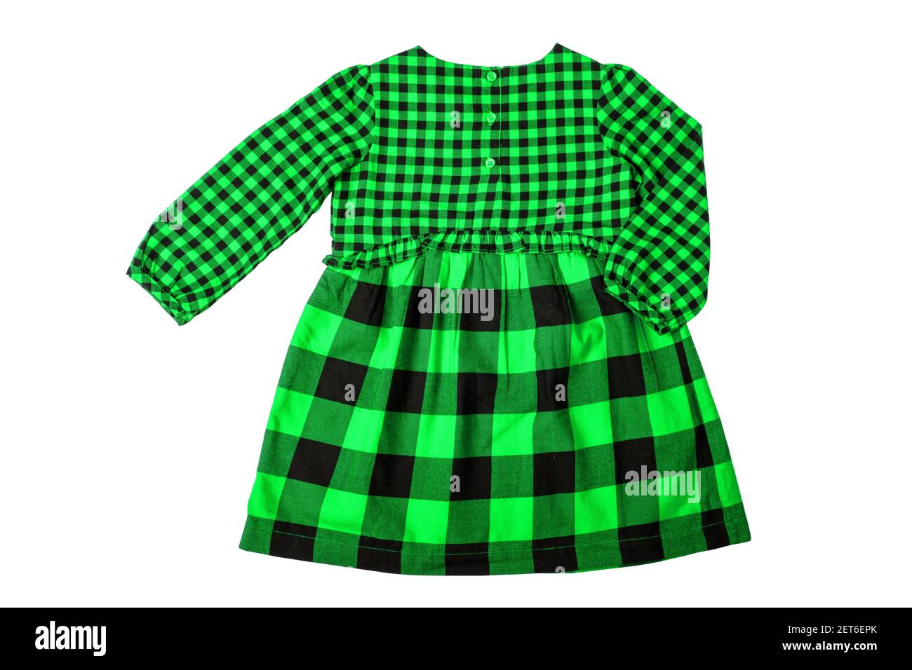 green and white checkered dress
