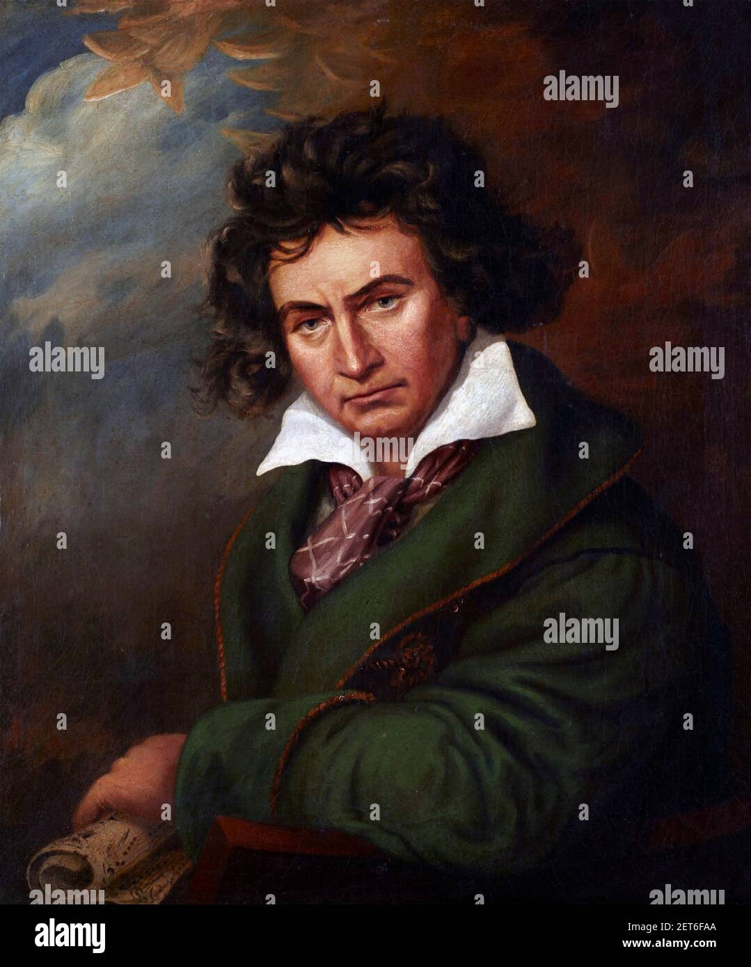 Beethoven; Portrait of the German composer, Ludwig van Beethoven (1770-1827) painting in the style of Joseph Karl Stieler, after 1819 Stock Photo