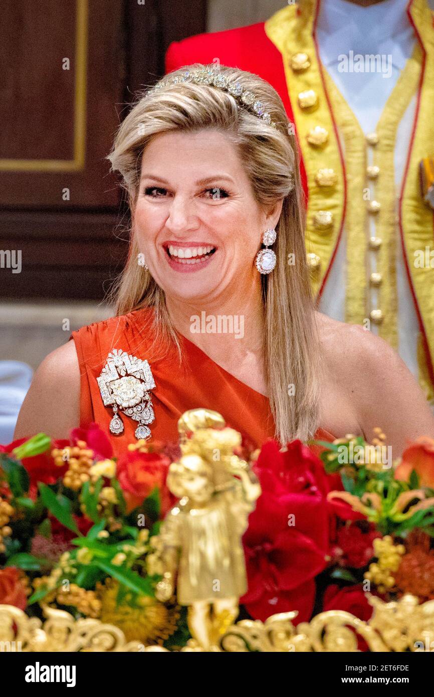 Queen Maxima of the Netherlands during the State Banquet at the Royal ...