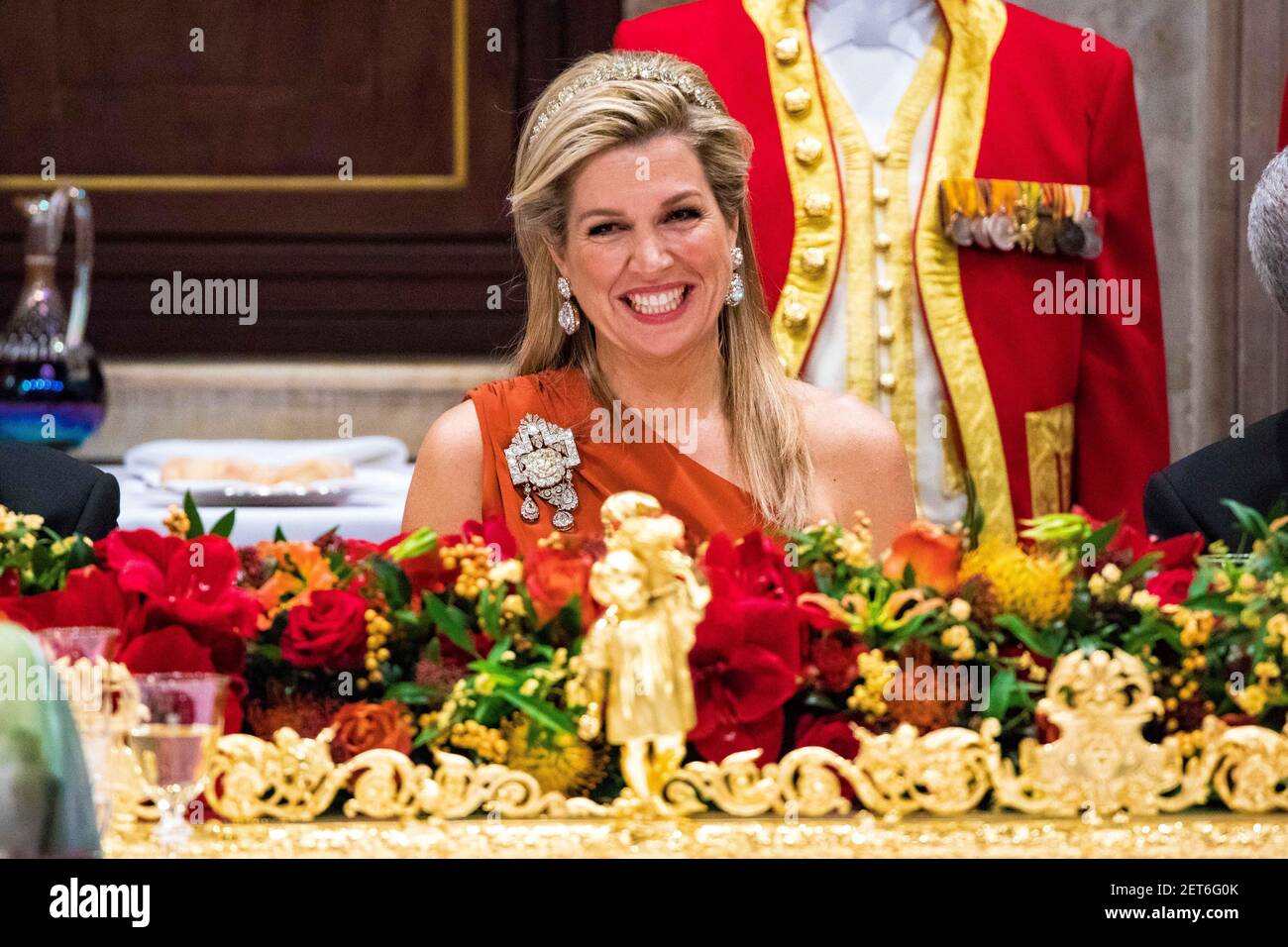 Queen Maxima during the State Banquet at the Royal Palace in Amsterdam ...