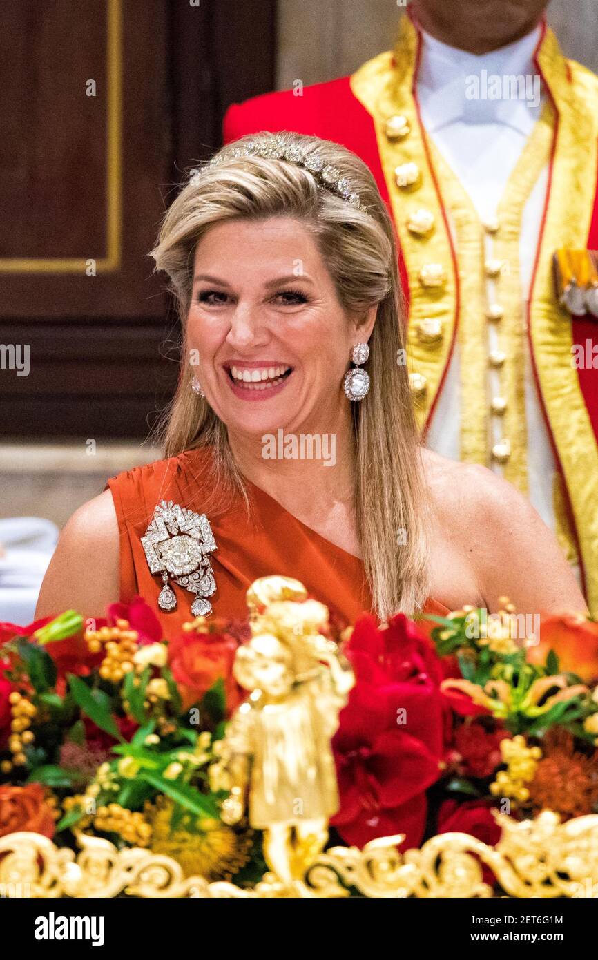 Queen Maxima during the State Banquet at the Royal Palace in Amsterdam ...